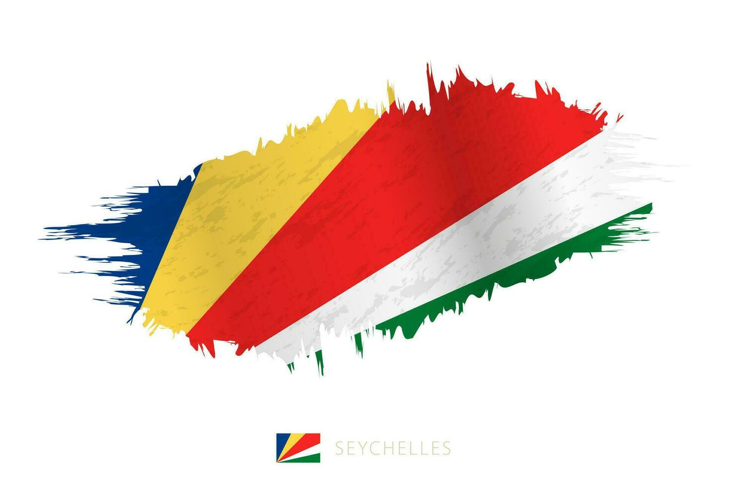 Painted brushstroke flag of Seychelles with waving effect. vector