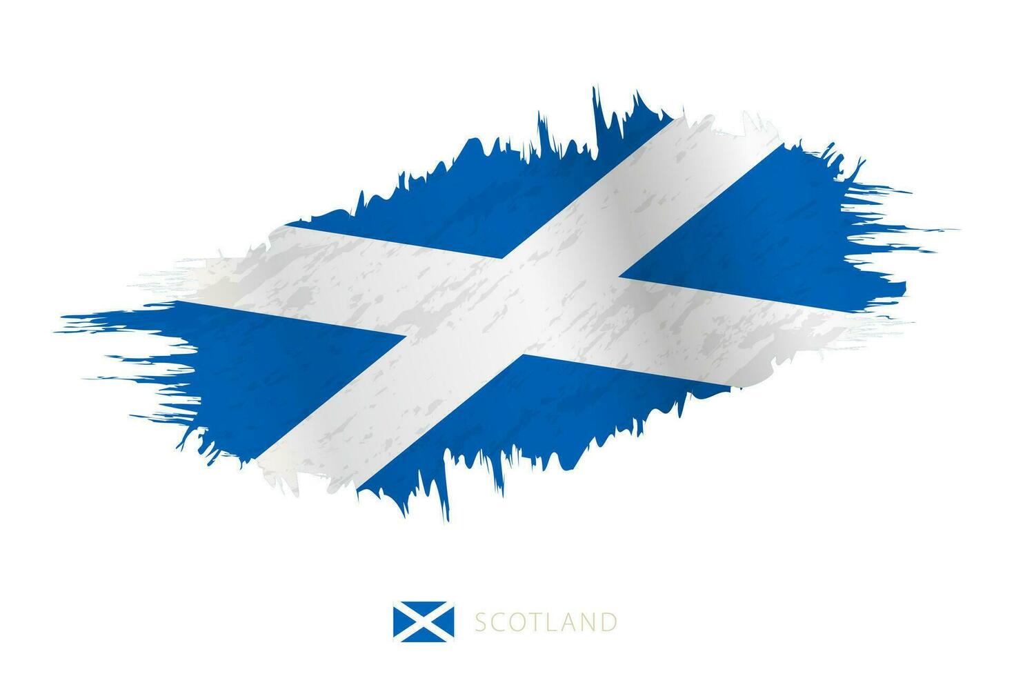 Painted brushstroke flag of Scotland with waving effect. vector