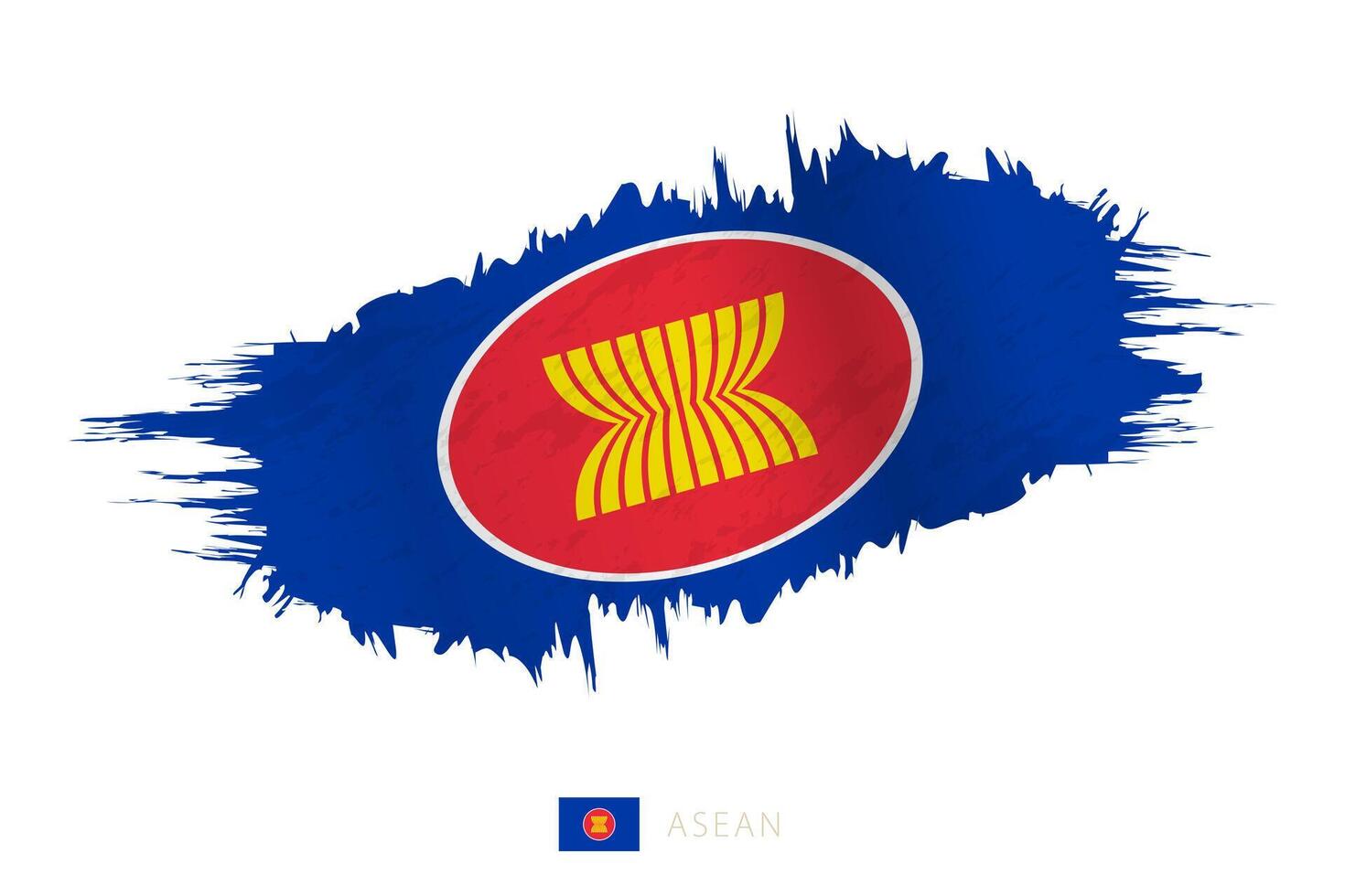 Painted brushstroke flag of ASEAN with waving effect. vector