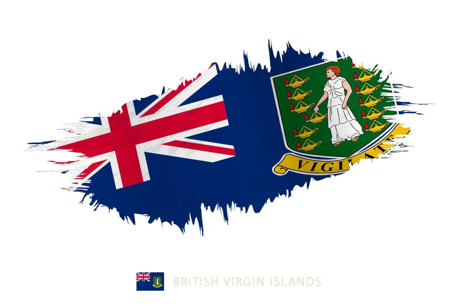 Painted brushstroke flag of British Virgin Islands with waving effect. vector