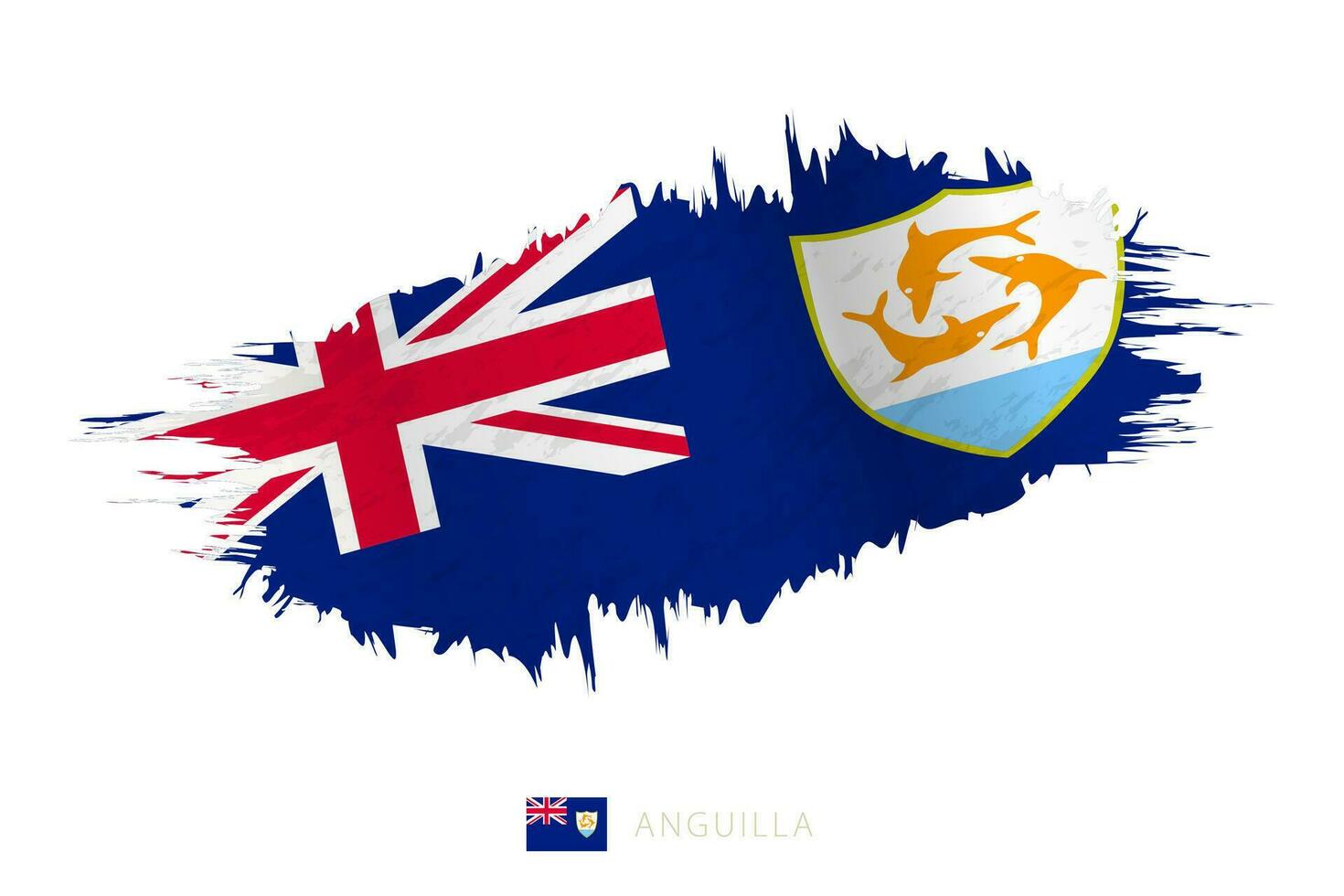 Painted brushstroke flag of Anguilla with waving effect. vector