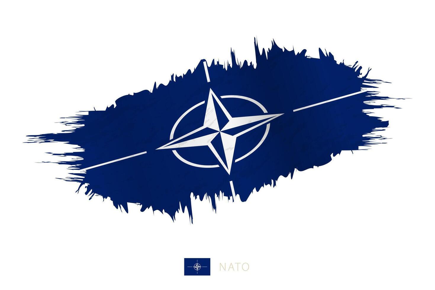 Painted brushstroke flag of Nato with waving effect. vector