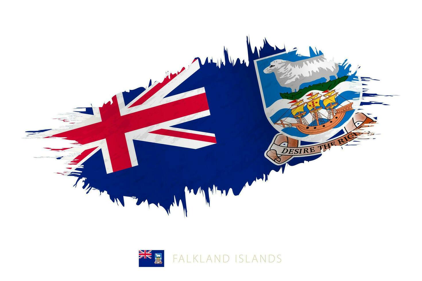 Painted brushstroke flag of Falkland Islands with waving effect. vector