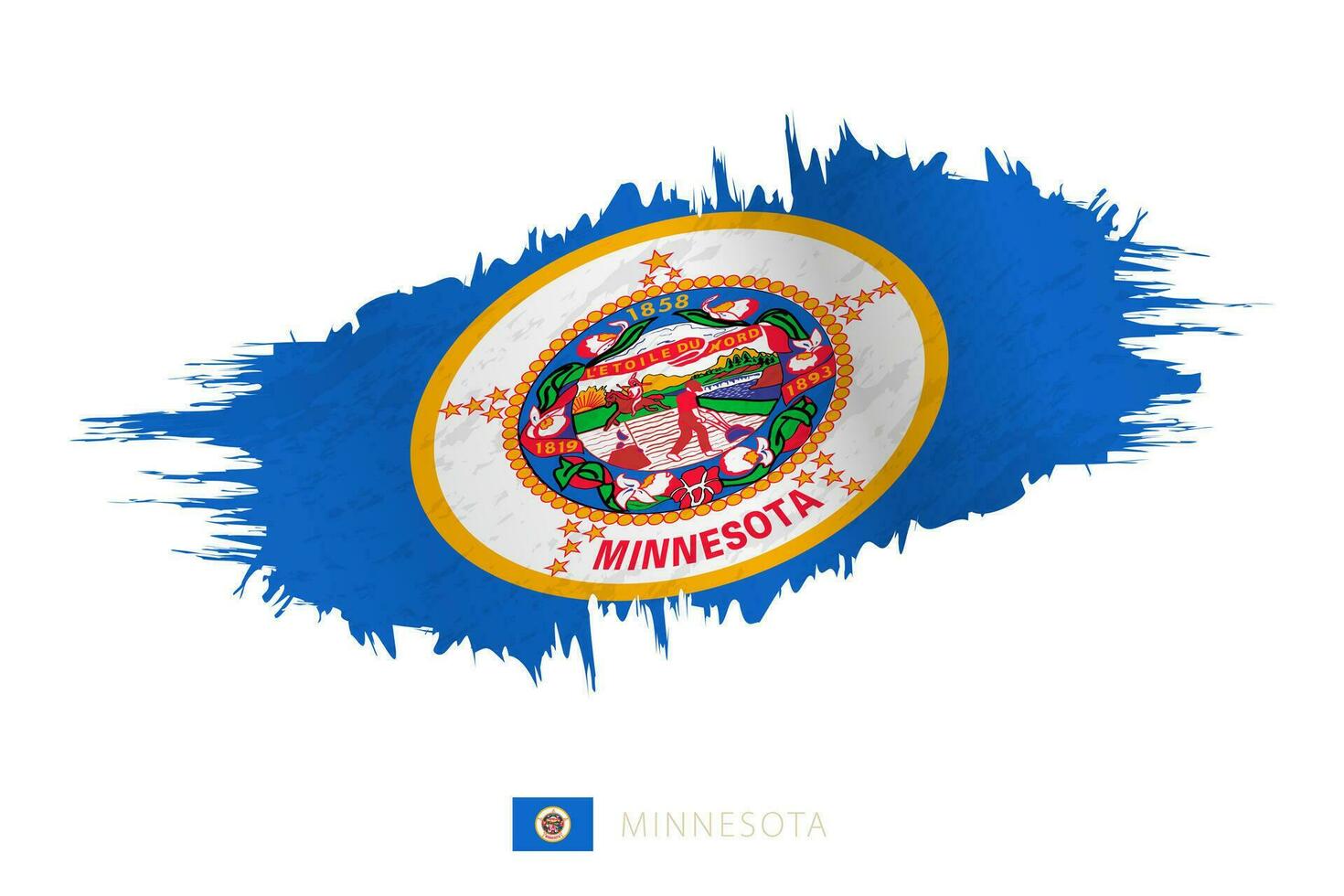 pintado pincelada bandera de Minnesota con ondulación efecto. vector