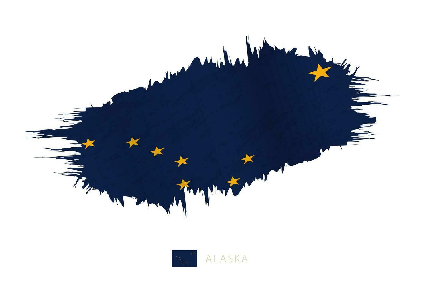 Painted brushstroke flag of Alaska with waving effect. vector