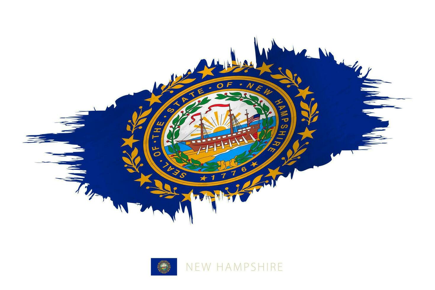 Painted brushstroke flag of New Hampshire with waving effect. vector