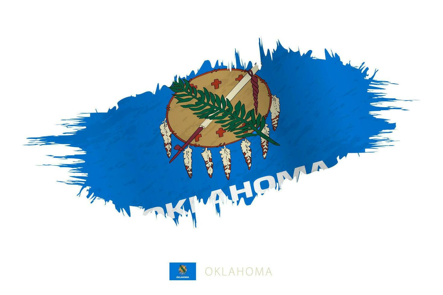 Painted brushstroke flag of Oklahoma with waving effect. vector