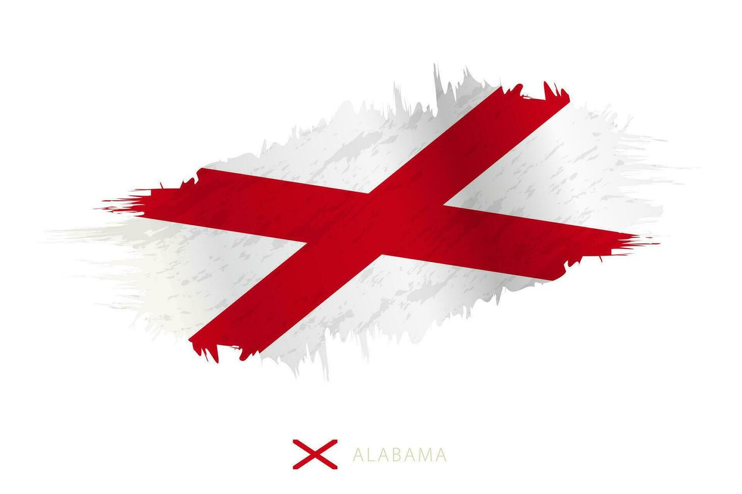 Painted brushstroke flag of Alabama with waving effect. vector