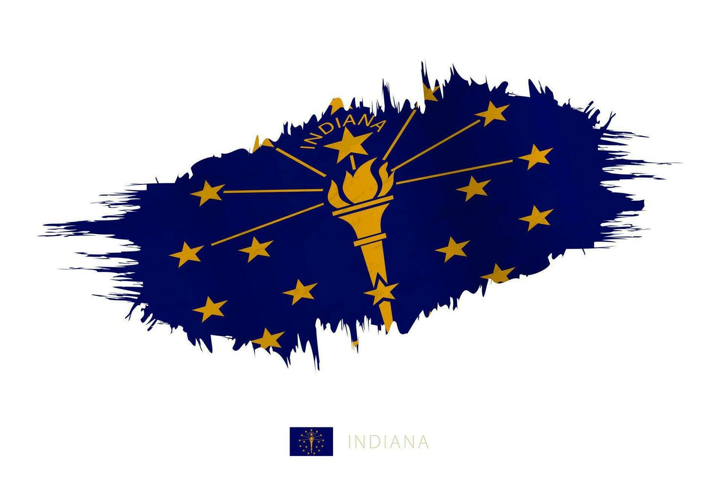 pintado pincelada bandera de Indiana con ondulación efecto. vector