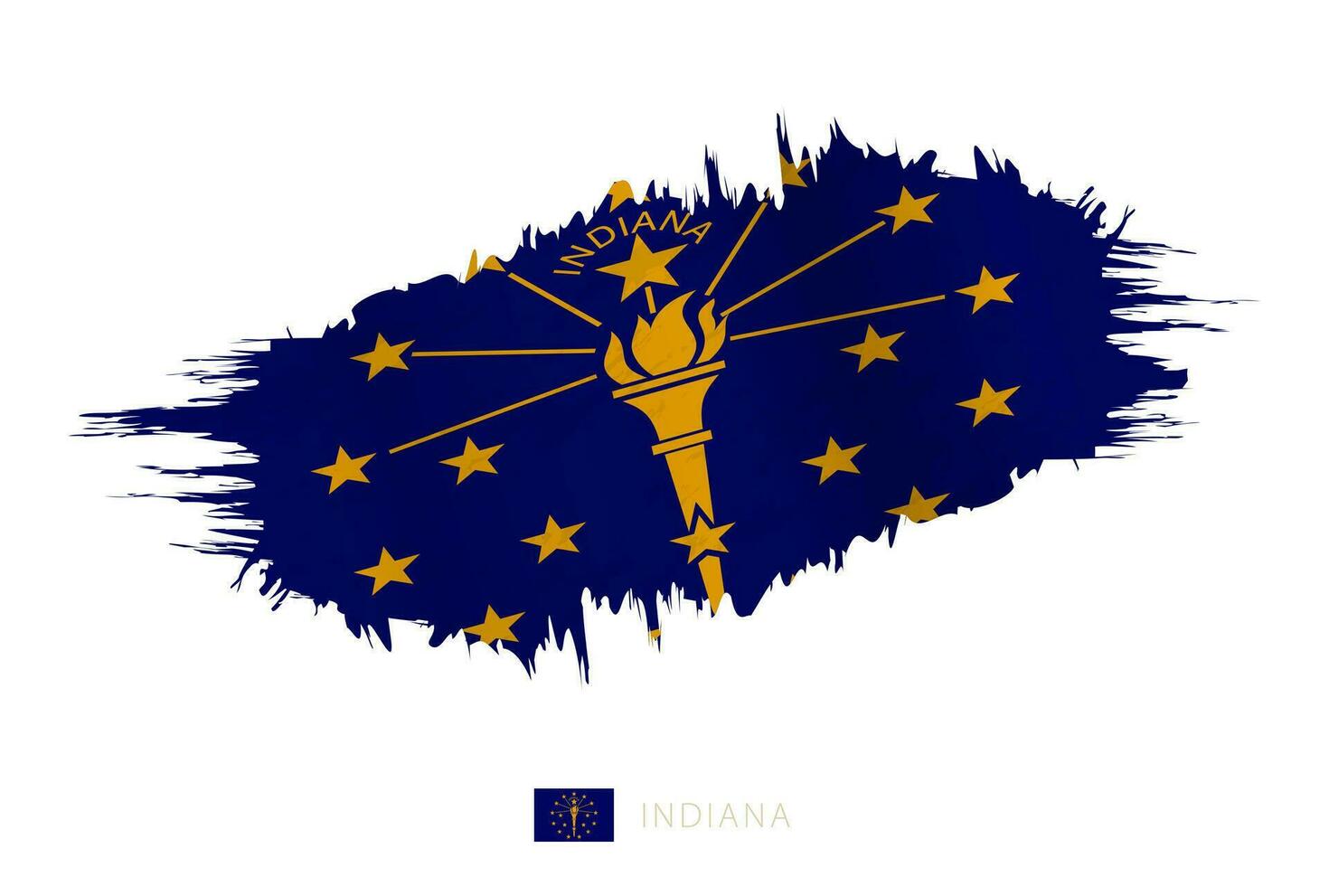 Painted brushstroke flag of Indiana with waving effect. vector