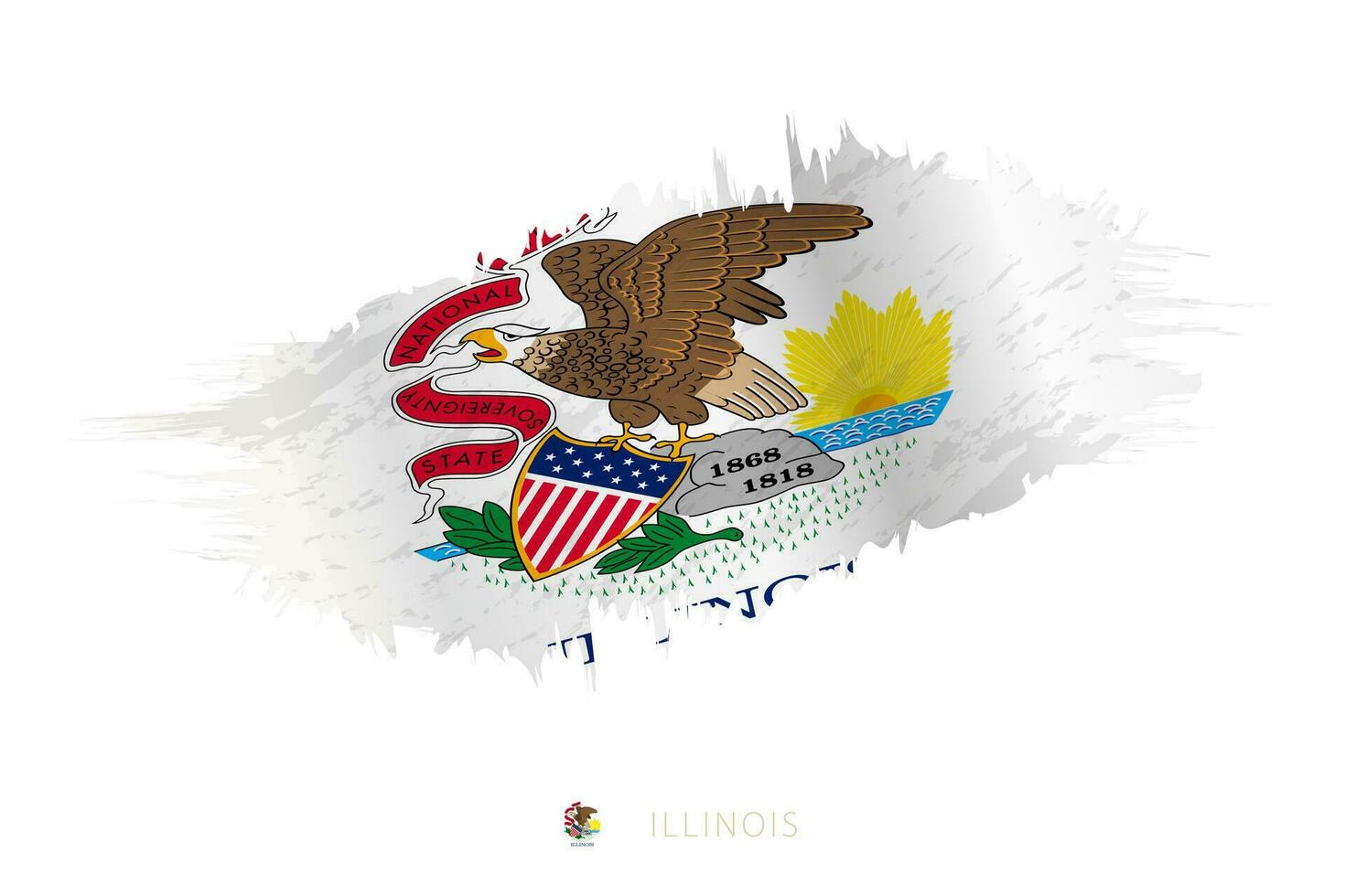 Painted brushstroke flag of Illinois with waving effect. vector