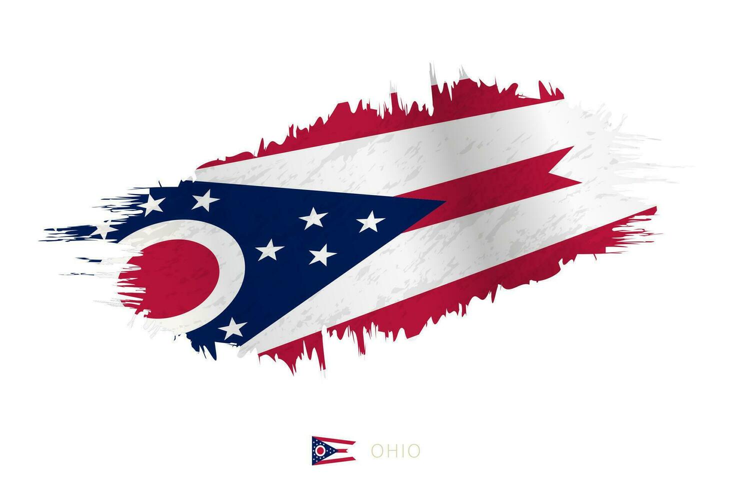 Painted brushstroke flag of Ohio with waving effect. vector