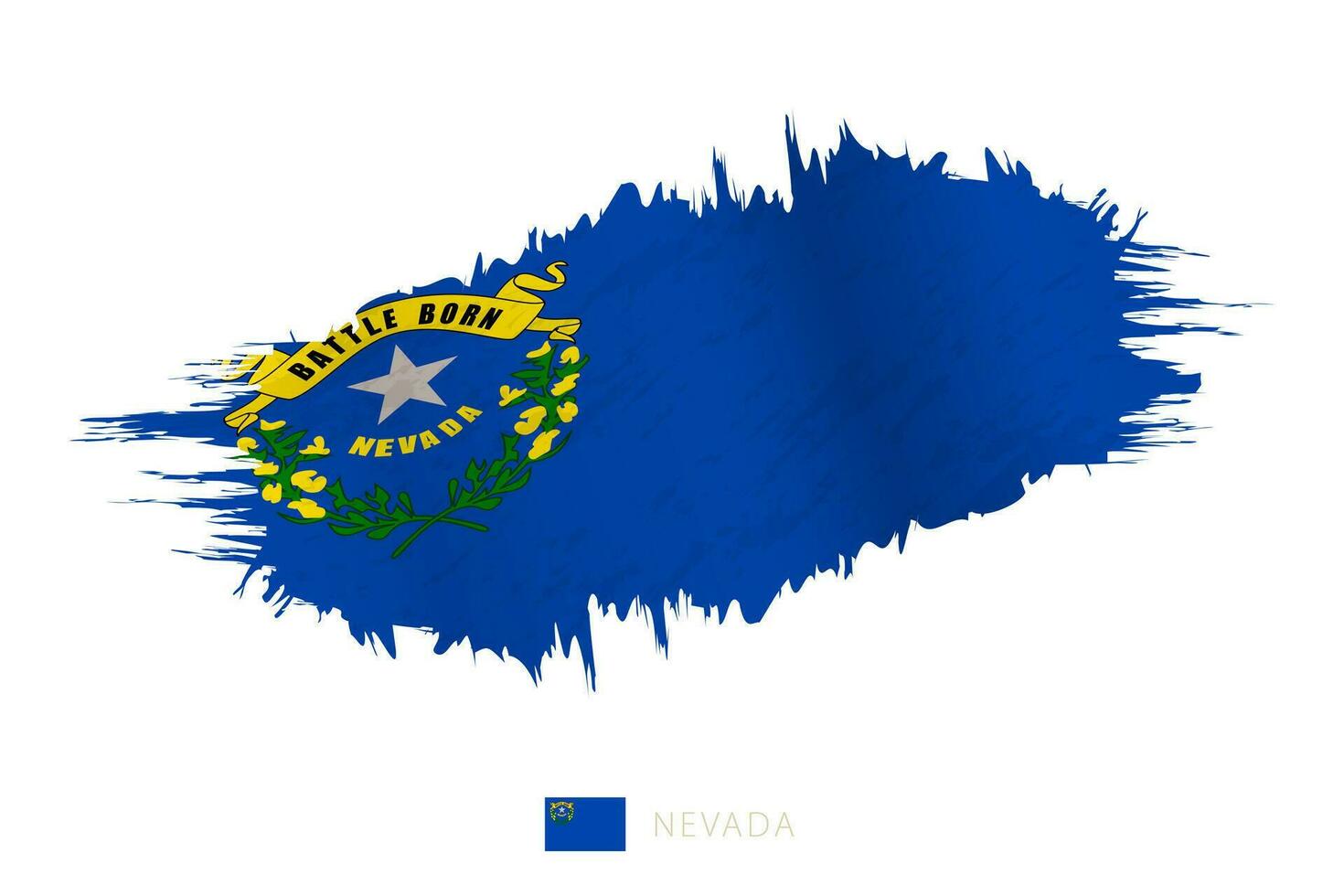 Painted brushstroke flag of Nevada with waving effect. vector