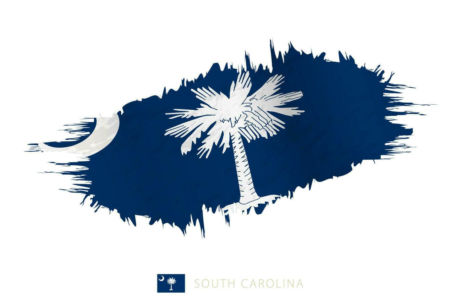 Painted brushstroke flag of South Carolina with waving effect. vector