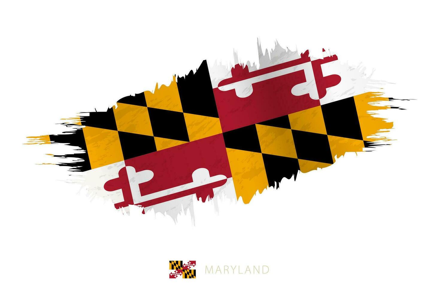 Painted brushstroke flag of Maryland with waving effect. vector