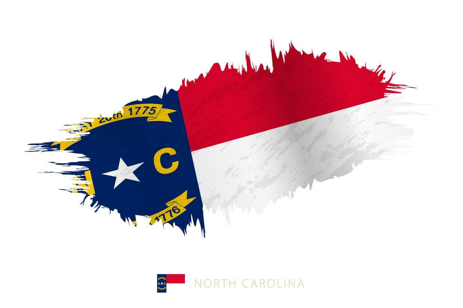 Painted brushstroke flag of North Carolina with waving effect. vector