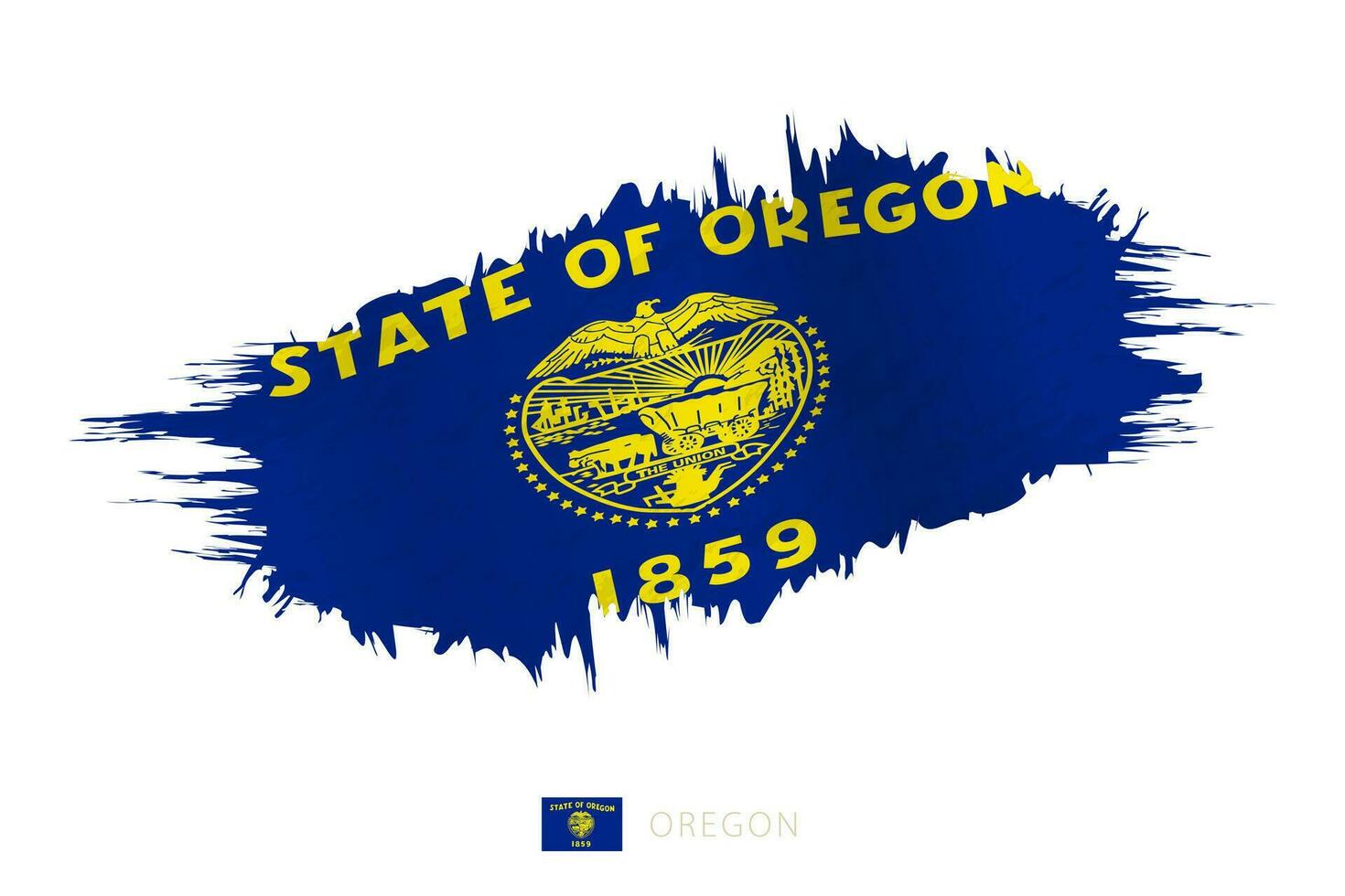 Painted brushstroke flag of Oregon with waving effect. vector
