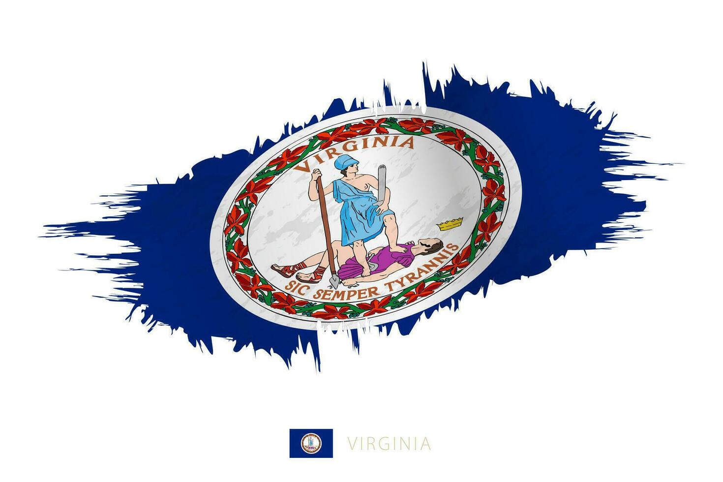 pintado pincelada bandera de Virginia con ondulación efecto. vector