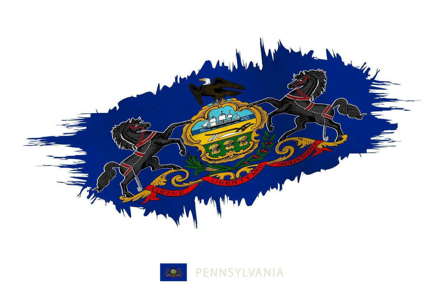 Painted brushstroke flag of Pennsylvania with waving effect. vector