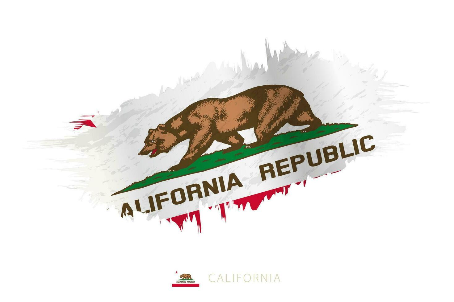 Painted brushstroke flag of California with waving effect. vector