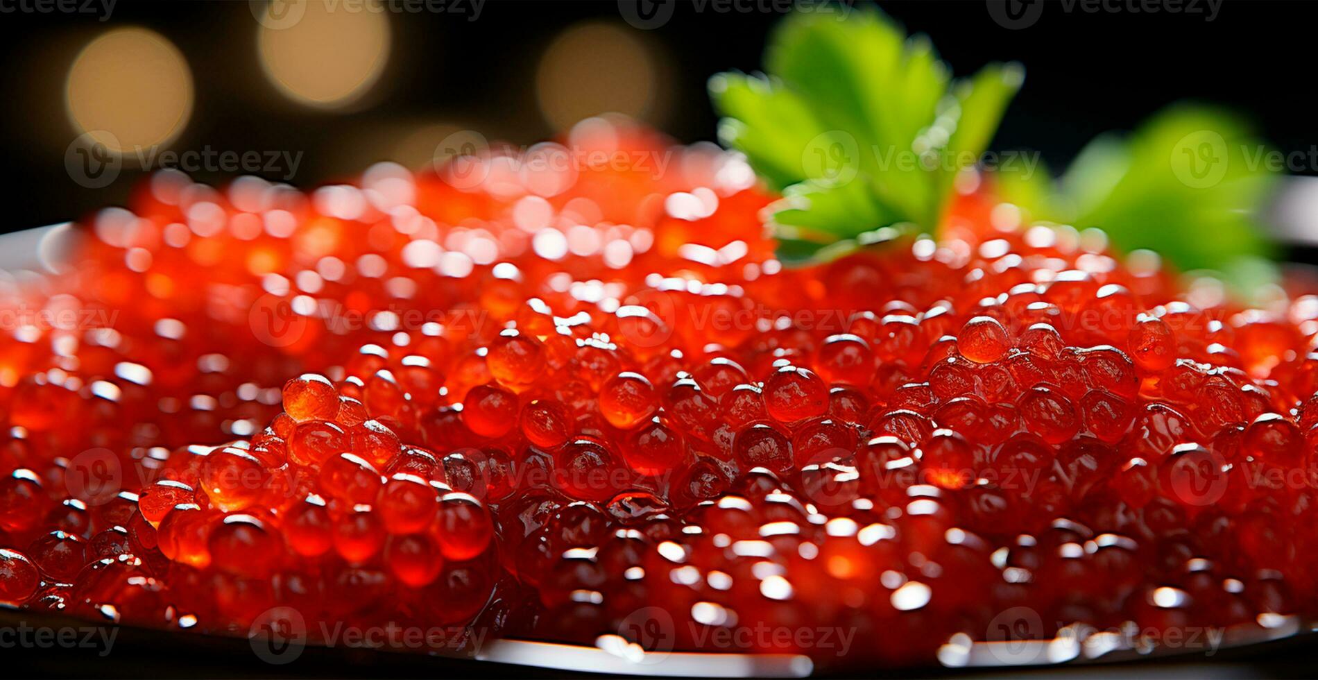 Red caviar, fresh seafood - AI generated image photo