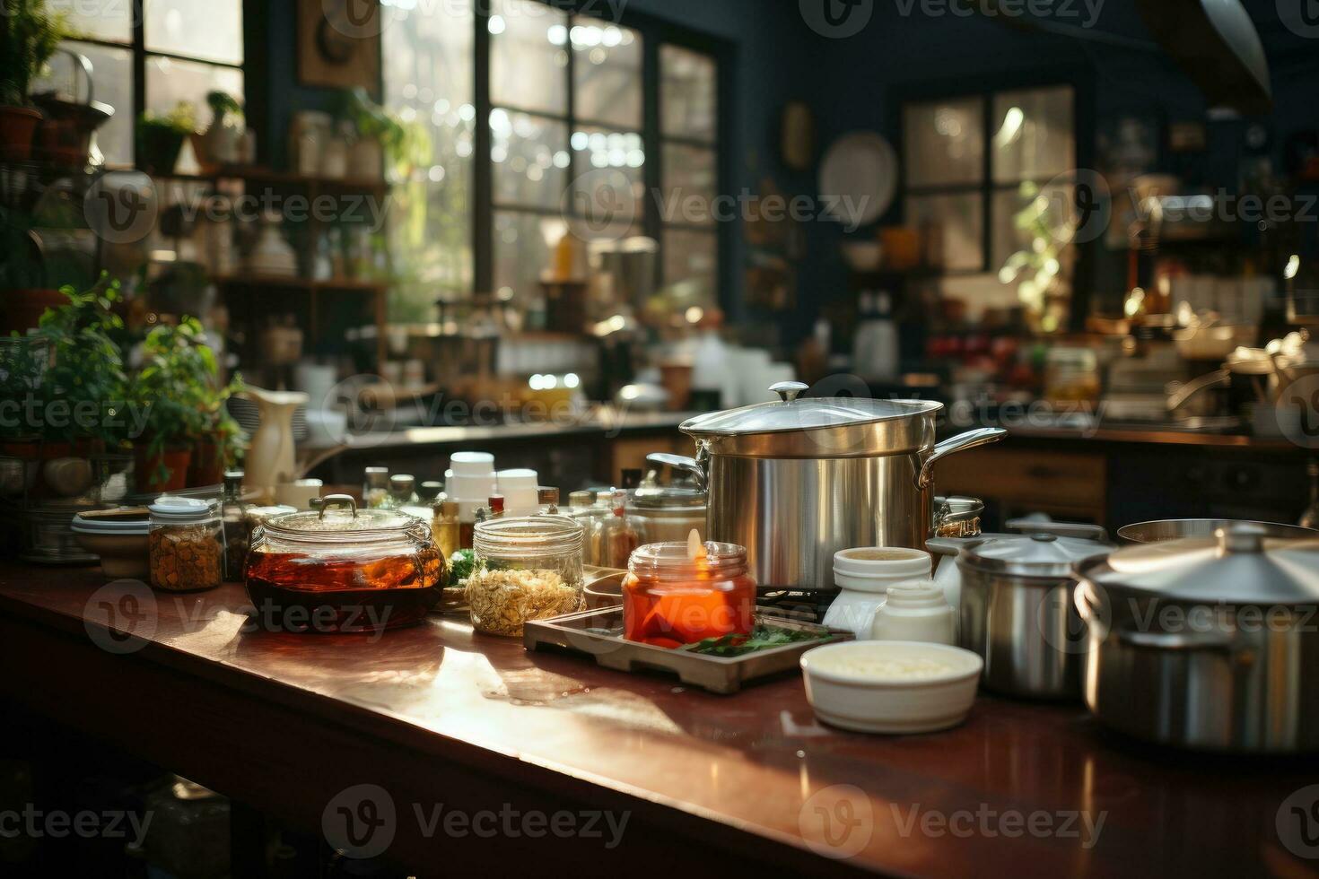 peaceful situation of the afternoon in the kitchen AI Generated photo