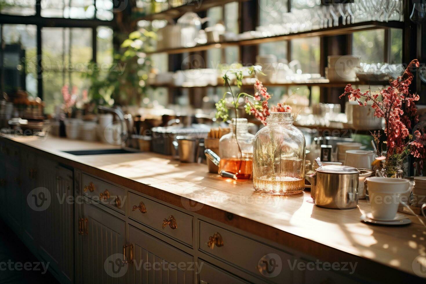 peaceful situation of the afternoon in the kitchen AI Generated photo