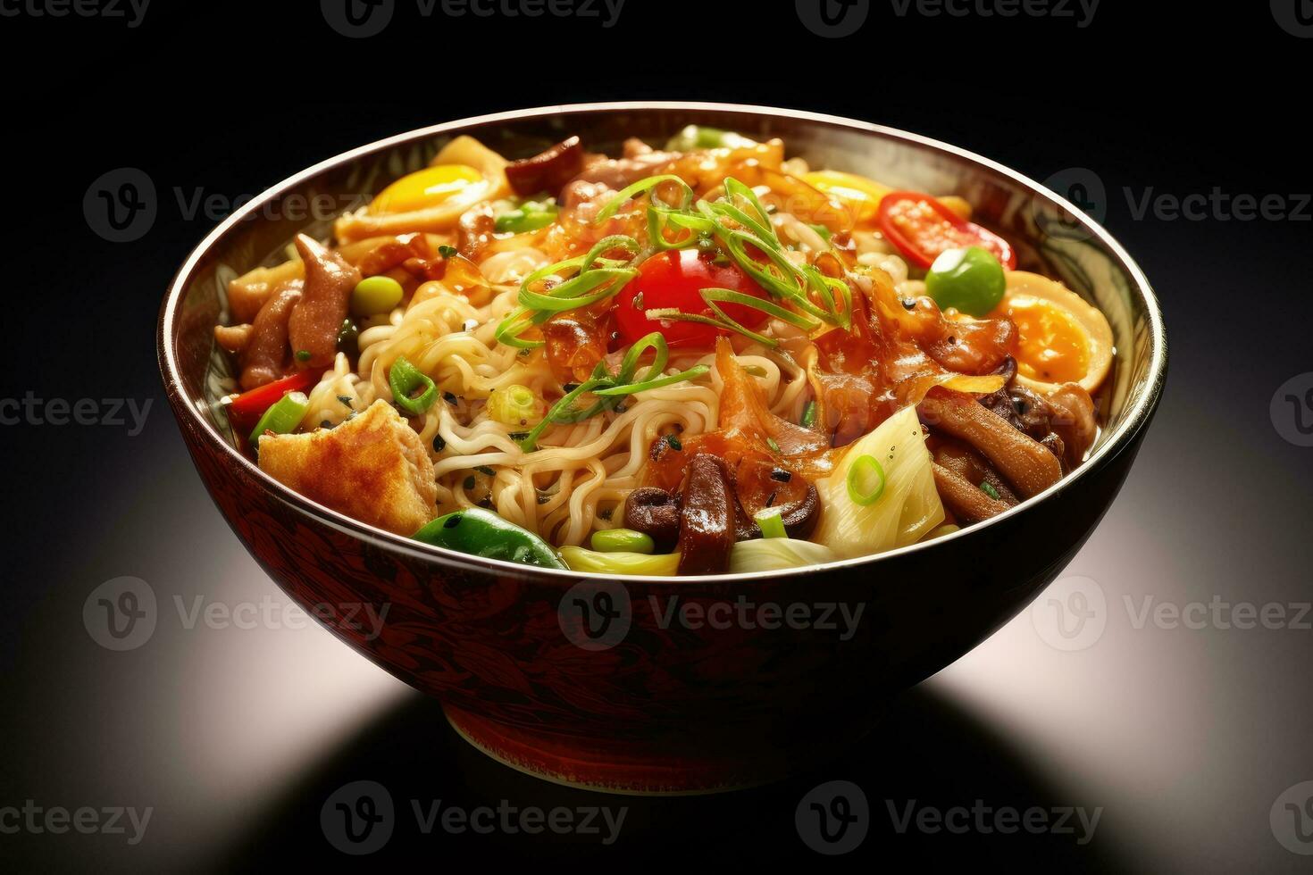 instant noodles ready to serve in the kitchen table AI Generated photo