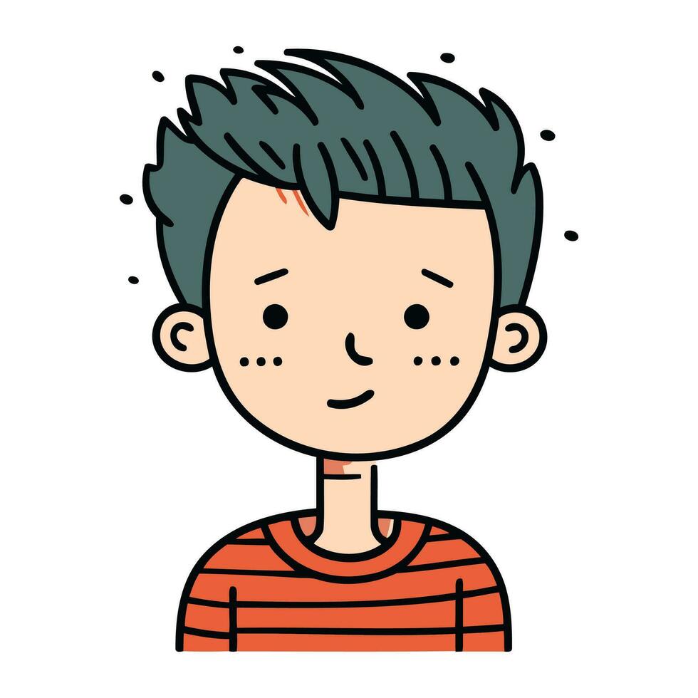 cute boy with hairstyle and casual clothes vector illustration designicon