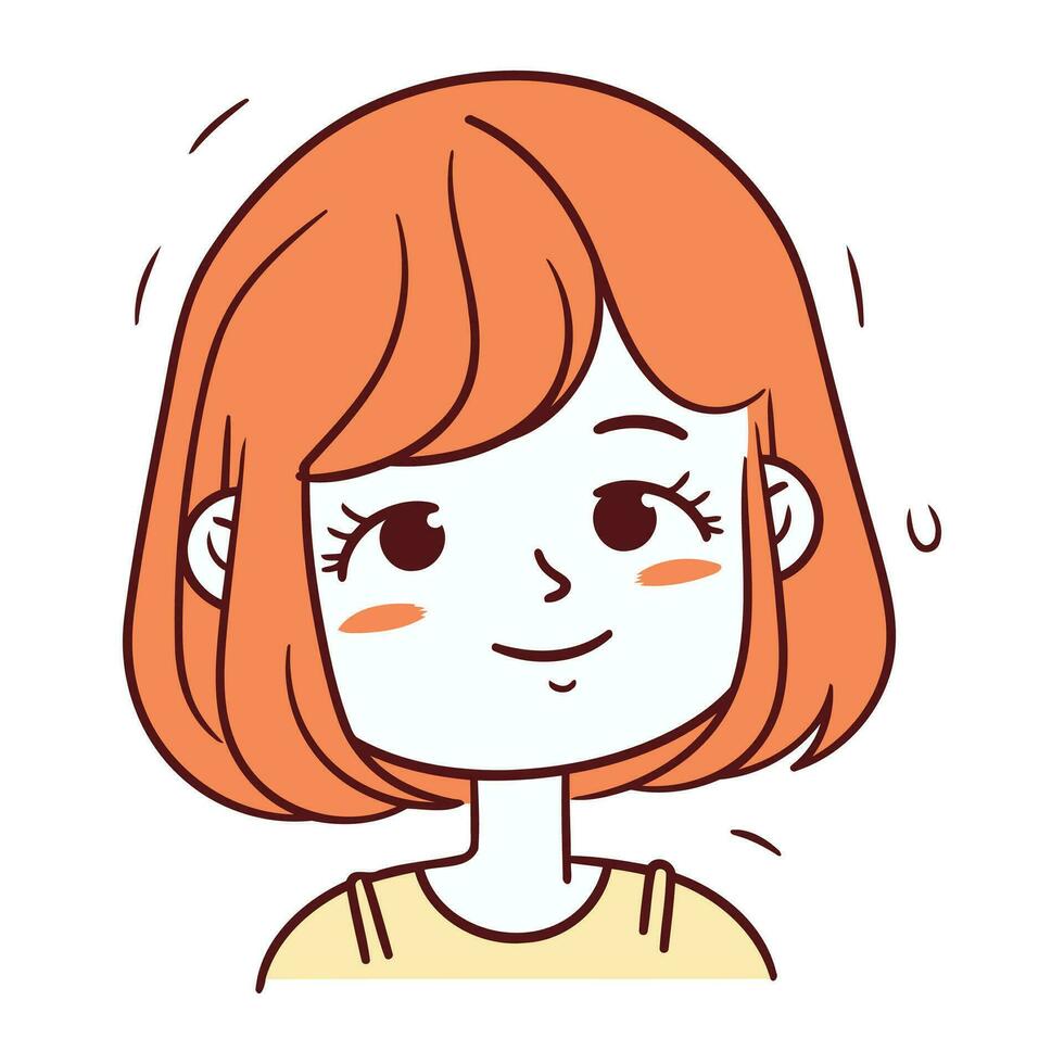 Illustration of a Girl Smiling and Looking at the Camera. vector