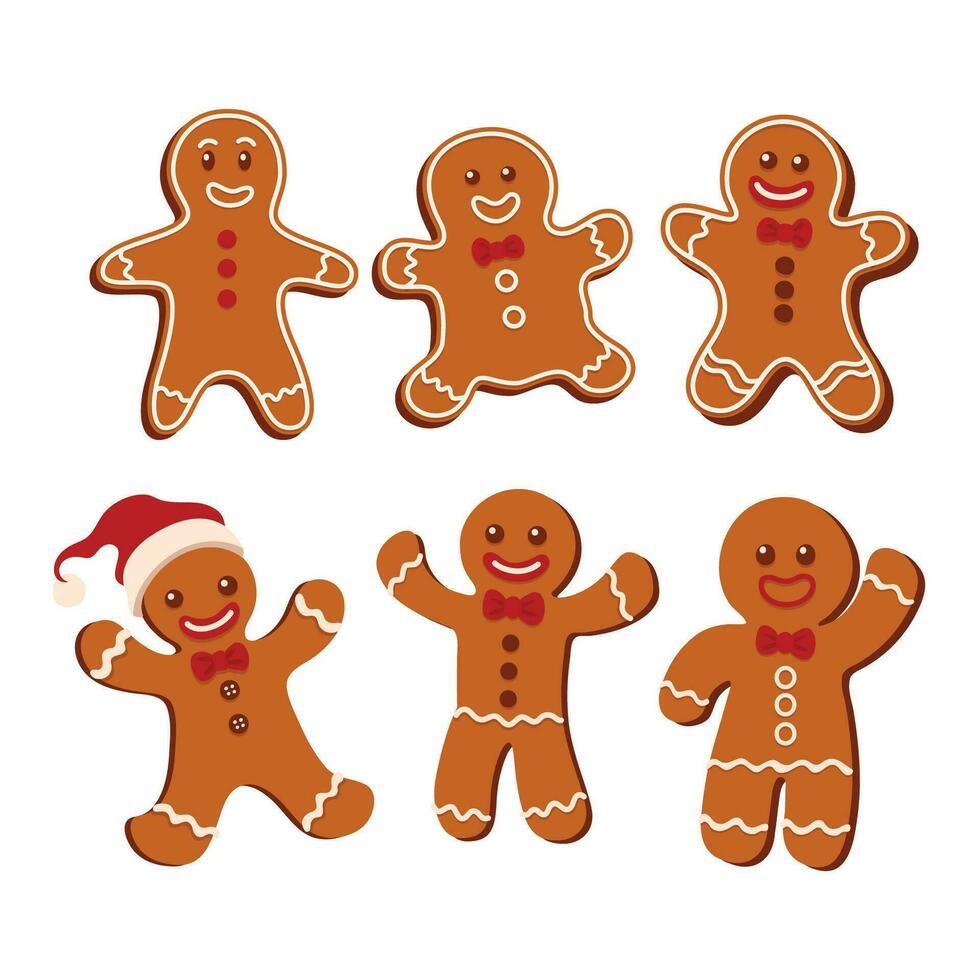 Set of Cute Ginger Bread Illustration in Flat Design vector