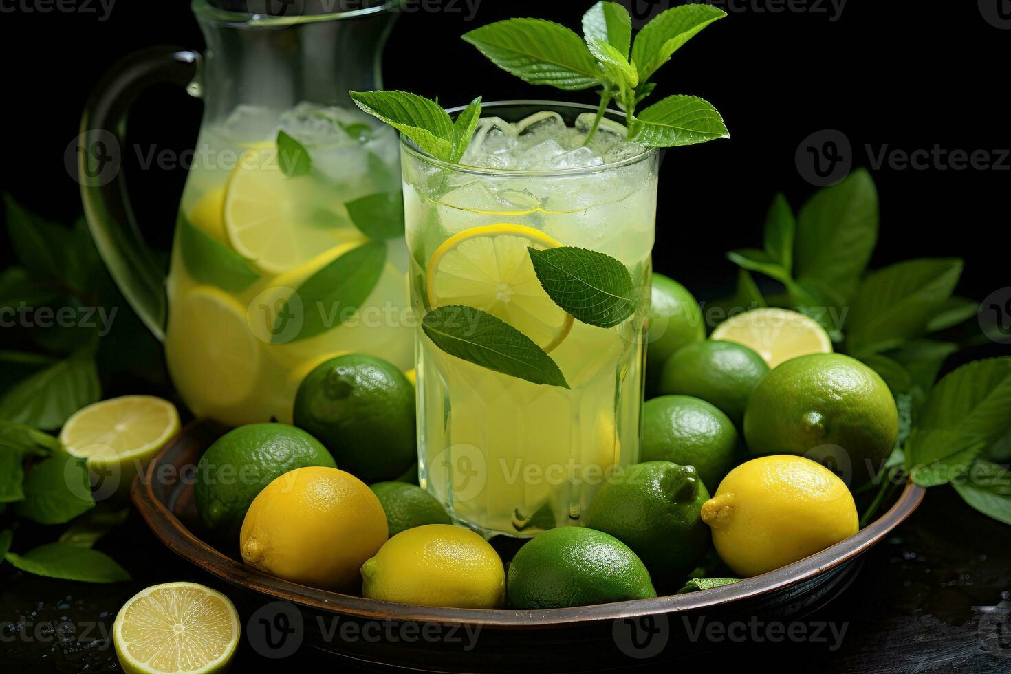 lime soda ready to serve in the kitchen table AI Generated photo