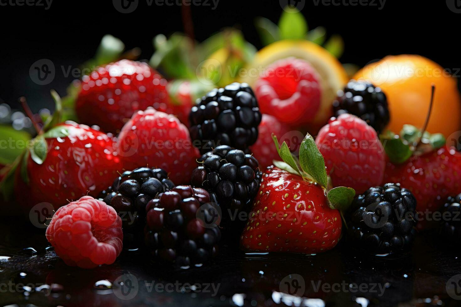 mix fruit ready to serve in the kitchen table AI Generated photo