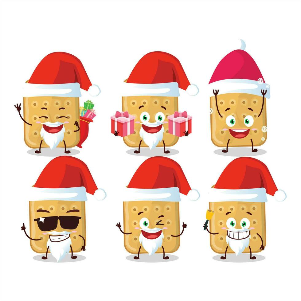 Papa Noel claus emoticones con galleta dibujos animados personaje vector