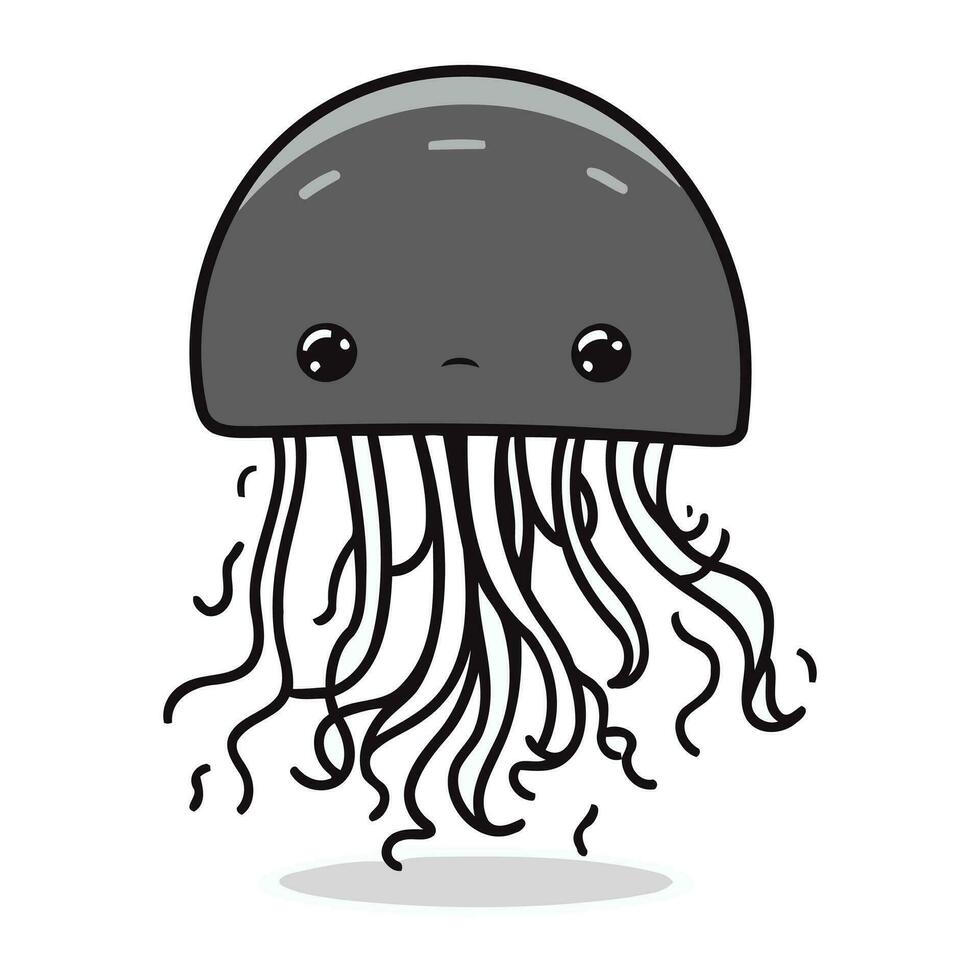 Cute Jellyfish Cartoon Character Vector Illustration. Flat Design Style