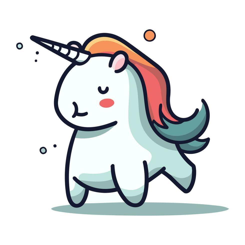 linda dibujos animados unicornio. vector ilustración aislado en un blanco antecedentes.