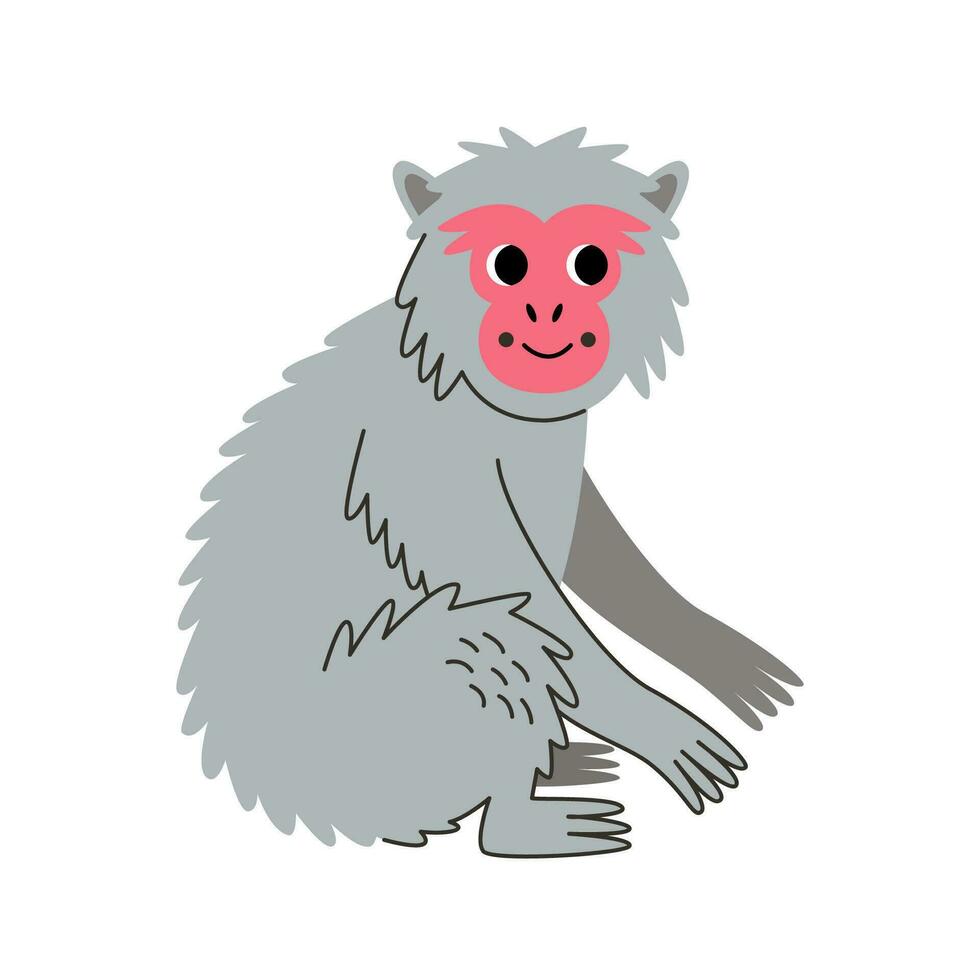 vector ilustración de linda japonés macaco aislado en blanco antecedentes.