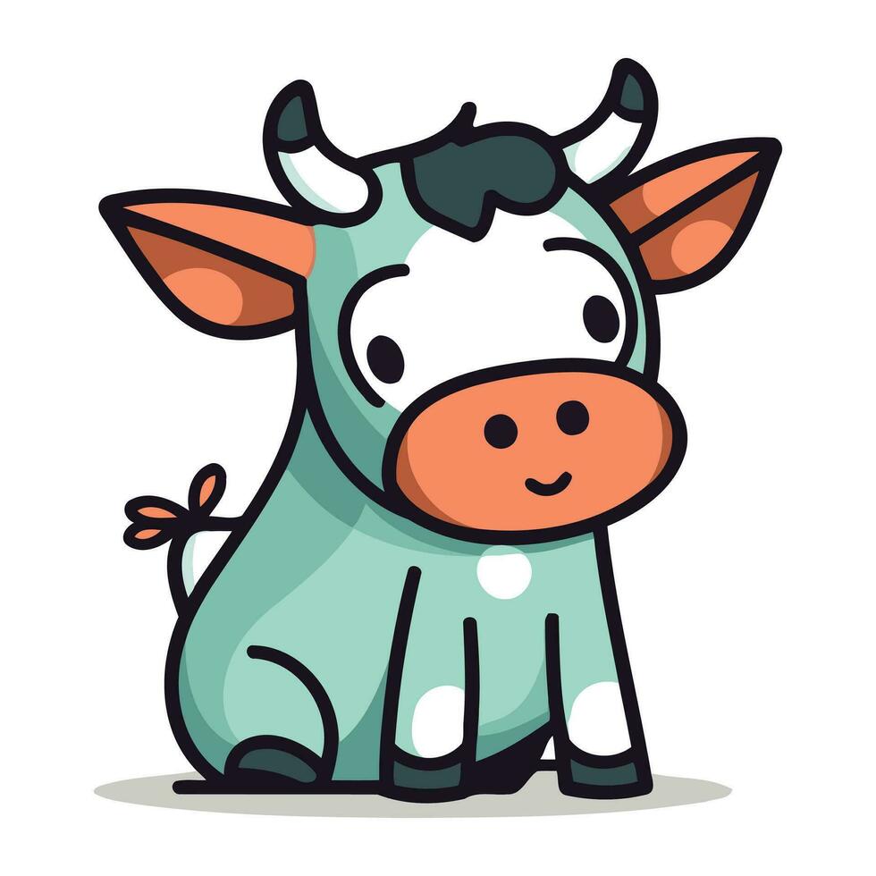 Cow cartoon character. Cute farm animal. Vector illustration in cartoon style.