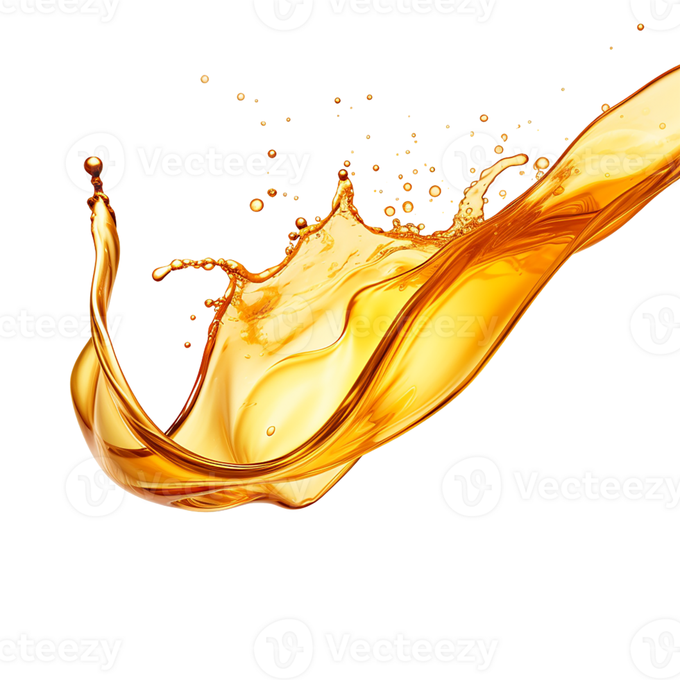 photorealistic image of a splash of oil, apple juice juice. transparent splash with drops and splashes. png