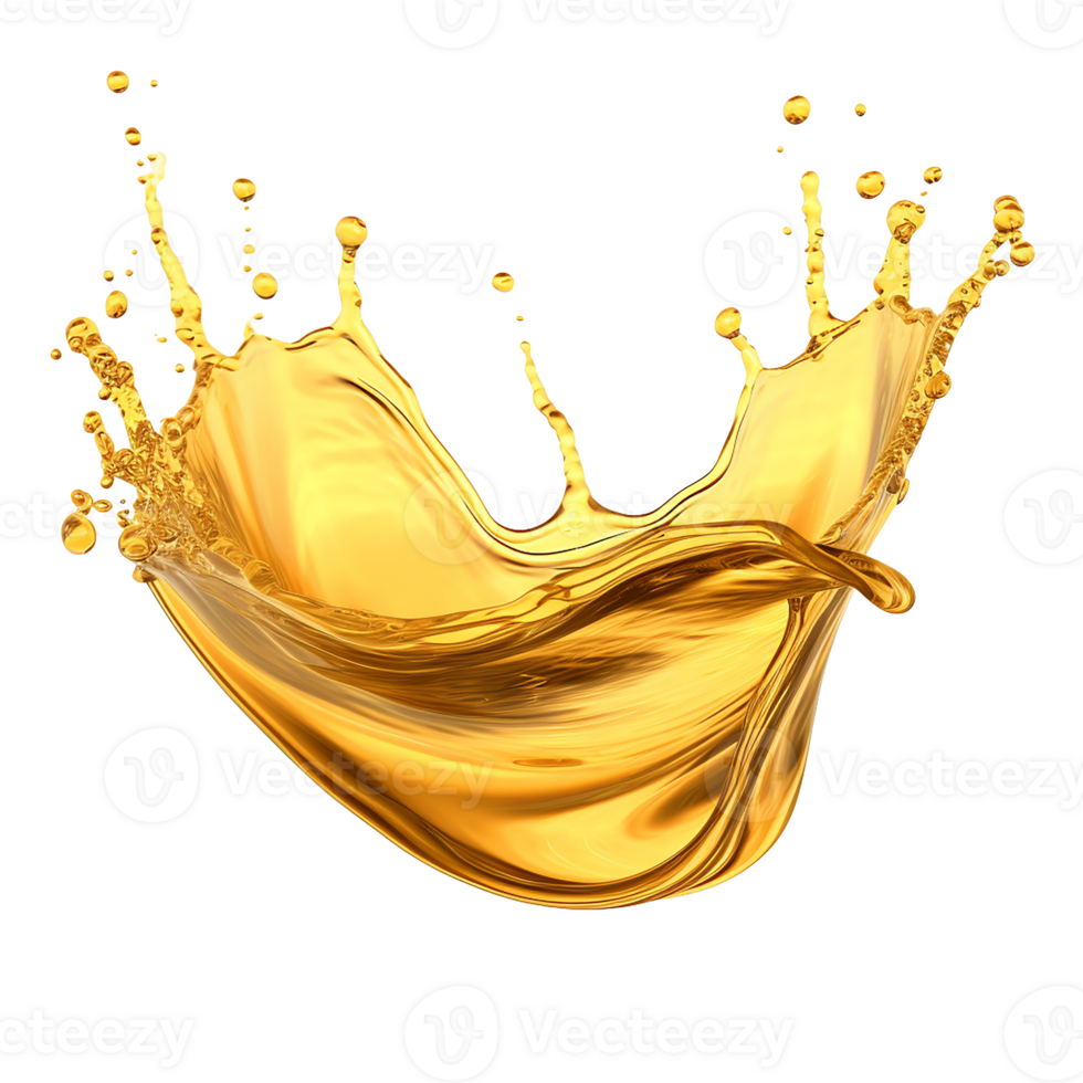 photorealistic image of a splash of oil, apple juice juice. transparent splash with drops and splashes. png