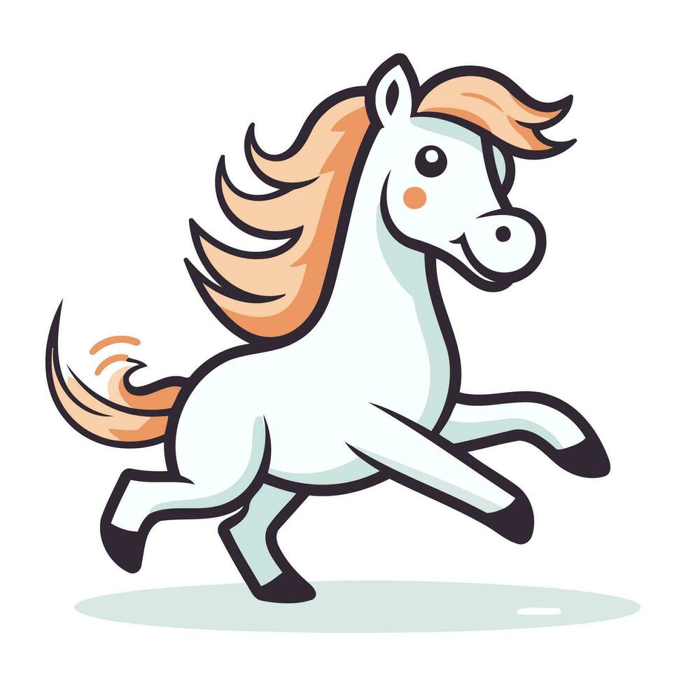 corriendo caballo dibujos animados personaje. vector ilustración aislado en un blanco antecedentes.