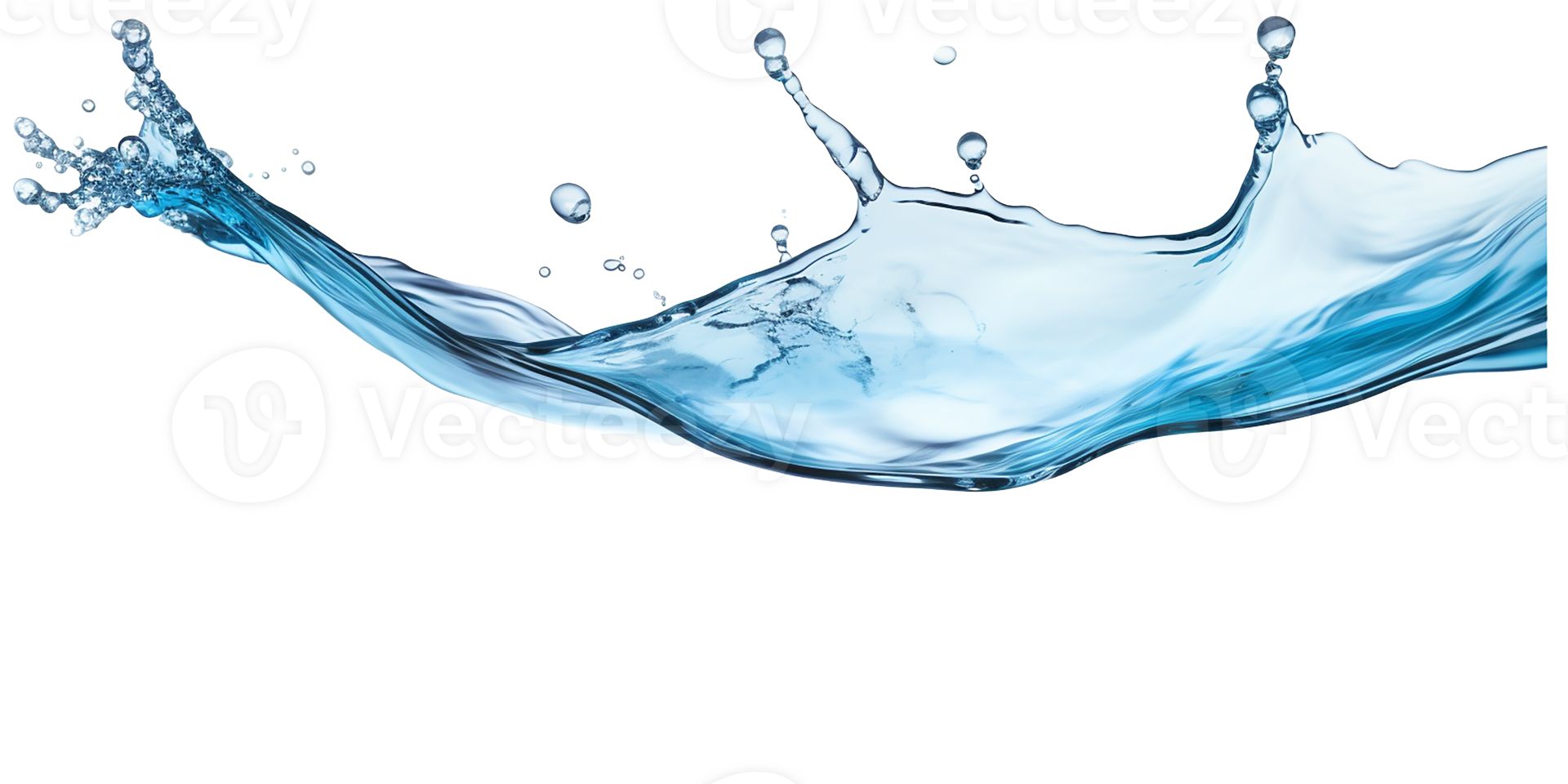 photorealistic image of a water splash. transparent splash of blue water with drops and splashes. png