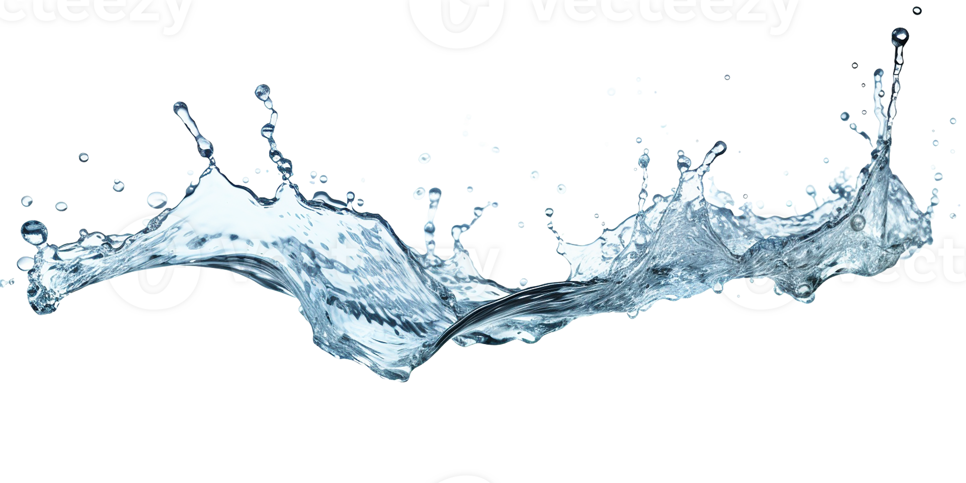 photorealistic image of a water splash. transparent splash of blue water with drops and splashes. png