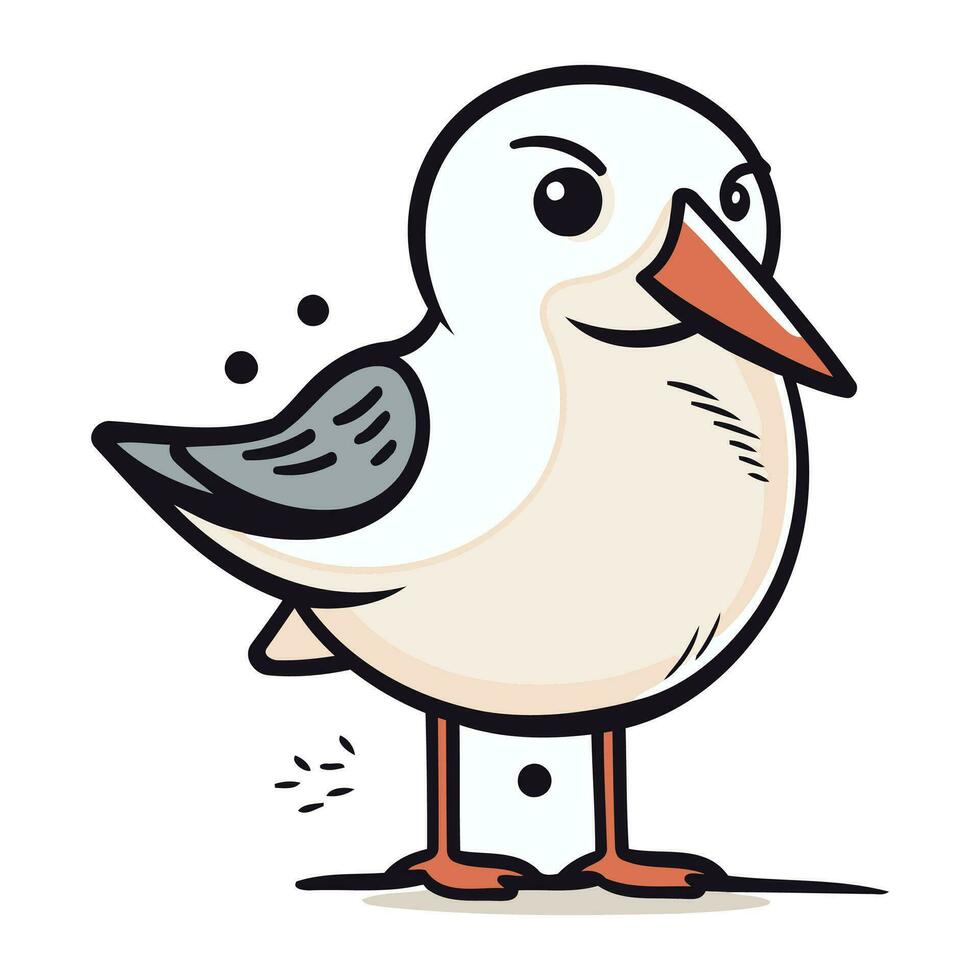 Vector illustration of a seagull isolated on a white background.