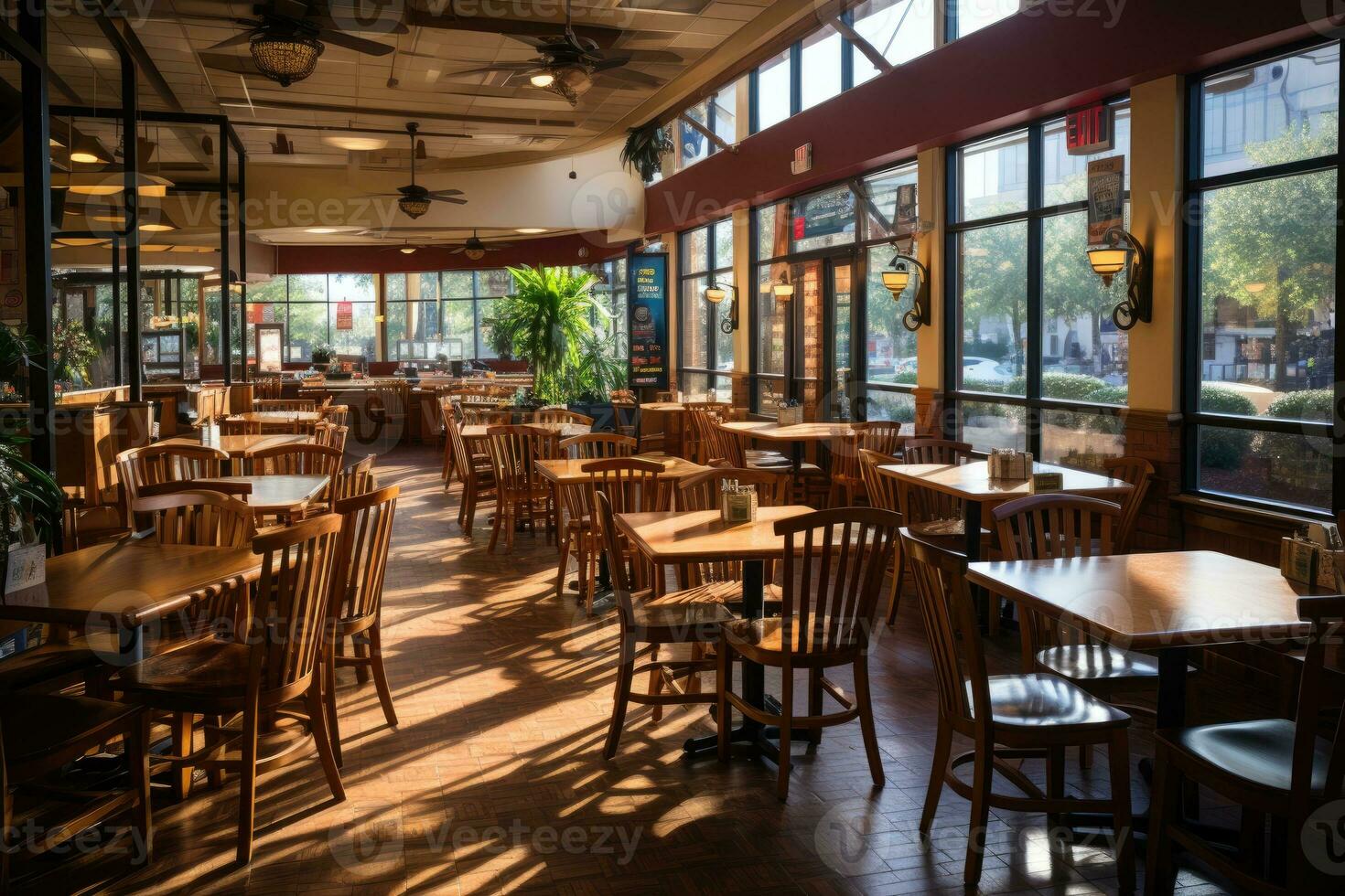 inside restaurant situation day view AI Generated photo