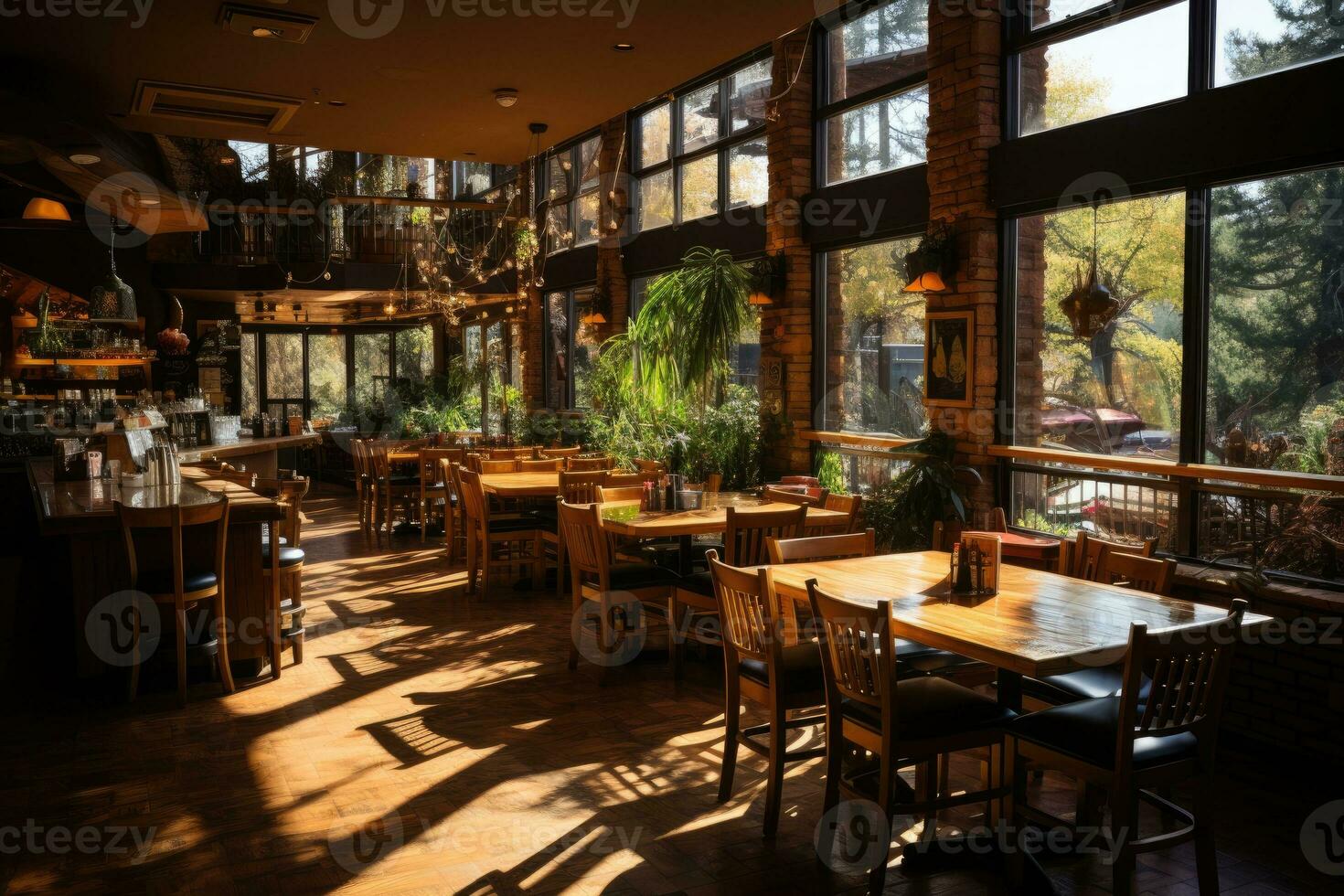 inside restaurant situation day view AI Generated photo