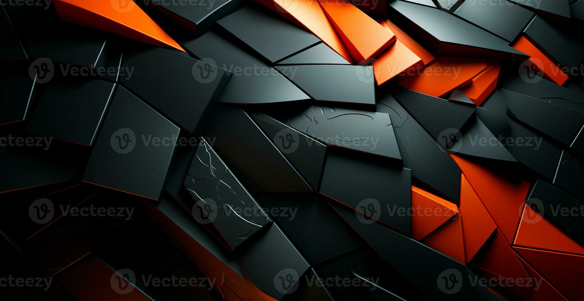 Black and orange abstract geometric lines background - AI generated image photo