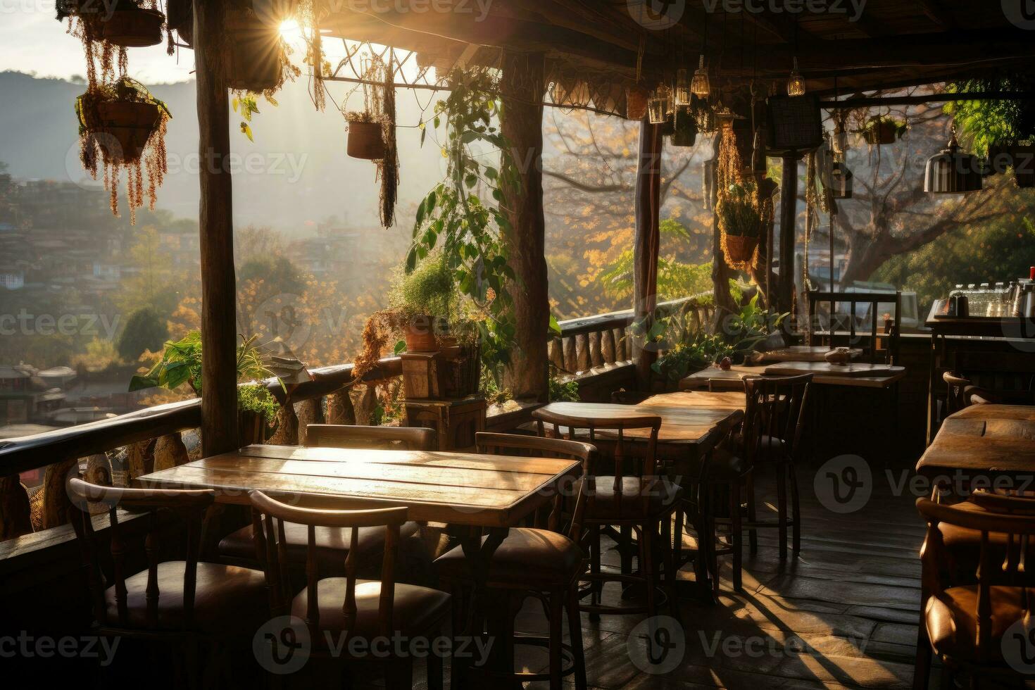 inside restaurant situation morning view AI Generated photo