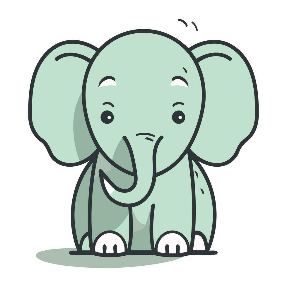 Cute Elephant Cartoon Vector Illustration. Cute Animal Character.