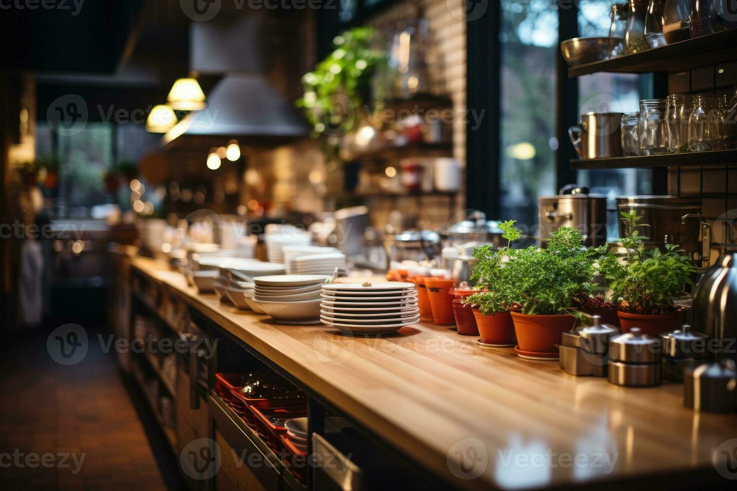 peaceful situation of the morning in the kitchen AI Generated photo